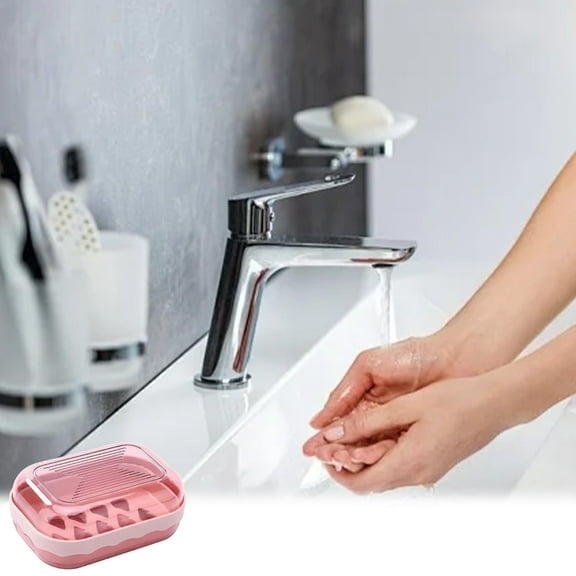 Square Soap Box with Drainage, Plastic Counter Top Soap Container, Soap Holders Portable Soap Case with Water Tray, Soap Dishes Holders for Bathroom