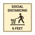 thumbnail image 1 of Square Social Distancing 6 Feet Sign (Ivory/Dark Brown) - Small, 1 of 1