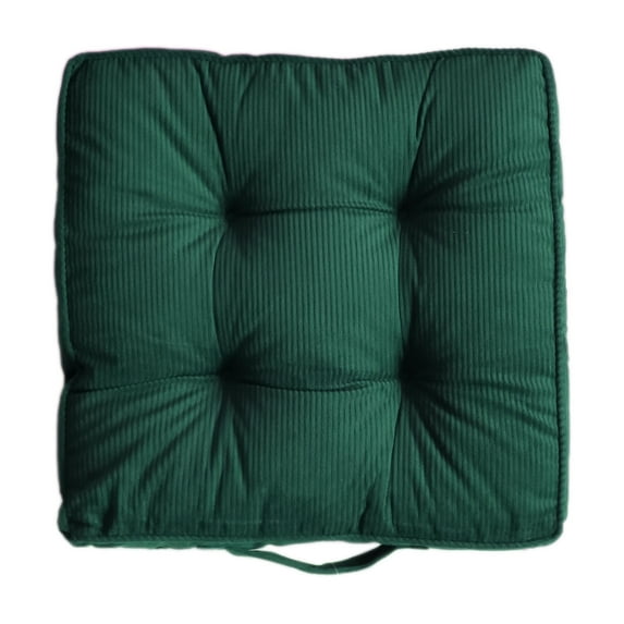 Square Soft Tufted Velvet Corduroy Chair Pad Seat Cushion for Kitchen Bar Stool Dining Room Stadium Seat Reversible Portable with Handle Size 15.5 IN (Hunter Green, 1)
