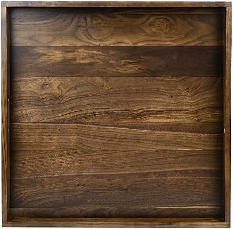 Square Solid Black Walnut Wood Serving Tray Ottoman Tray Extra Large
