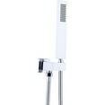 thumbnail image 1 of Square Solid Brass Hand Held Wand Shower Head with Wall Connector and Stainless Steel Hose Set, Chrome, 1 of 17