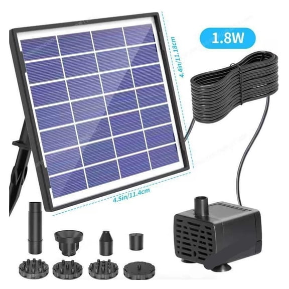 Square Split Solar Fountain Light Battery Backup Floating Garden Pond Lighted Water Pump ,Multi Nozzle Garden Decor - 1.8W