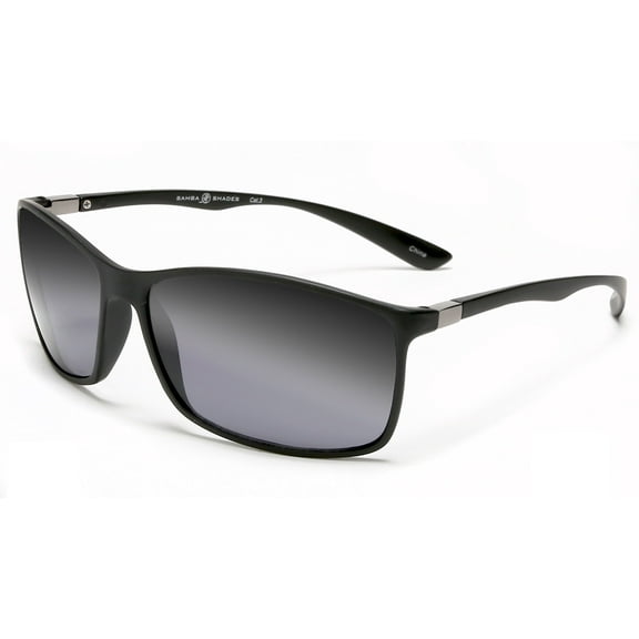 Square Sport Sunglasses With Flex Black Rubber Frame Black - Black
