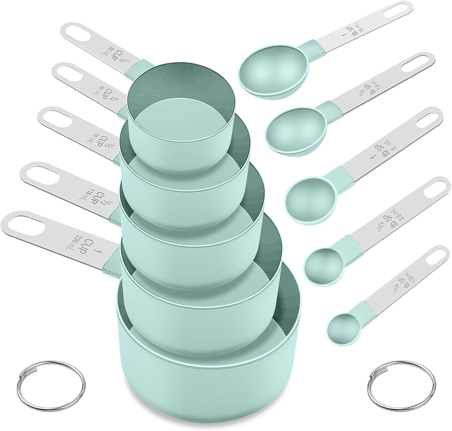 Square Stackable Measuring Cups & Spoons Set - Nesting Design with ...
