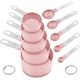 thumbnail image 1 of Square Stackable Measuring Cups & Spoons Set - Nesting Design with Stainless Steel Handles, Space-Saving Kitchen Gadgets for Baking & Cooking（Pink）, 1 of 6