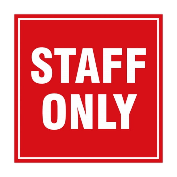 Square Staff Only Sign (Red) - Medium