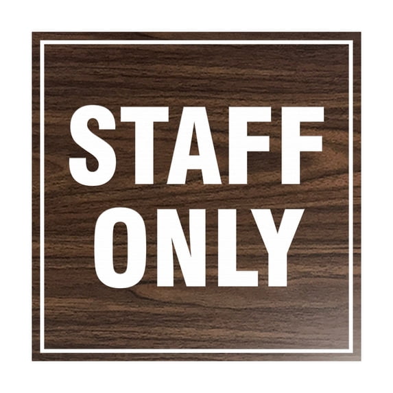 Square Staff Only Sign (Walnut) - Small