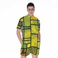 thumbnail image 1 of Square Stained Glass Mosaic Short Sleeve Men'S Rompers Casual Summer Jumpsuits Outfit, 1 of 4