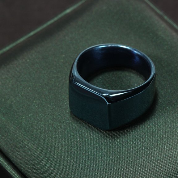 Square Stainless Steel Finger Rings Signet Rings for Men Blue Square: 14x14mm Inner Diameter: 22.3mm