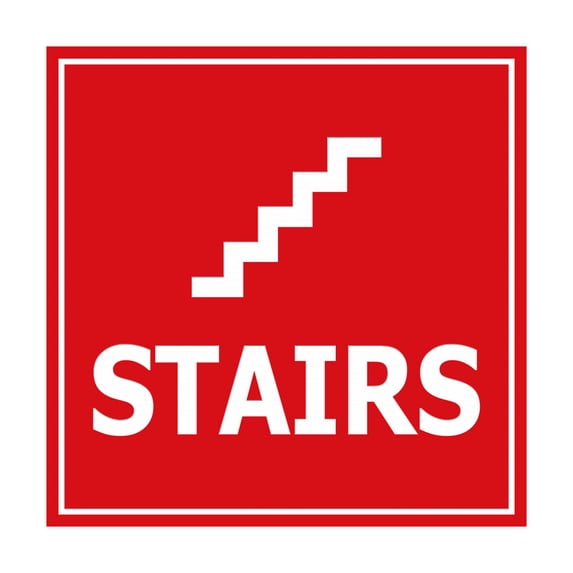 Square Stairs Sign (Red) - Medium