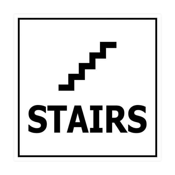 Square Stairs Sign (White) - Small