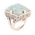 thumbnail image 1 of Square Statement Blue Turquoise Golden Ring, 1 of 3
