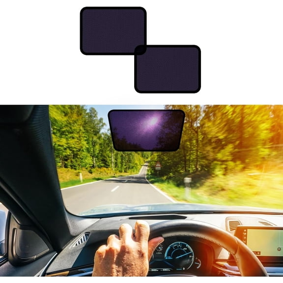 Square Static Cling Car Window Shades for Windshield & Side Windows Universal Fit (9.84" x 7.09") Driver Side Window Sunshade, Glare-Reducing Window Cover with Durable Mesh & Dark PVC Film