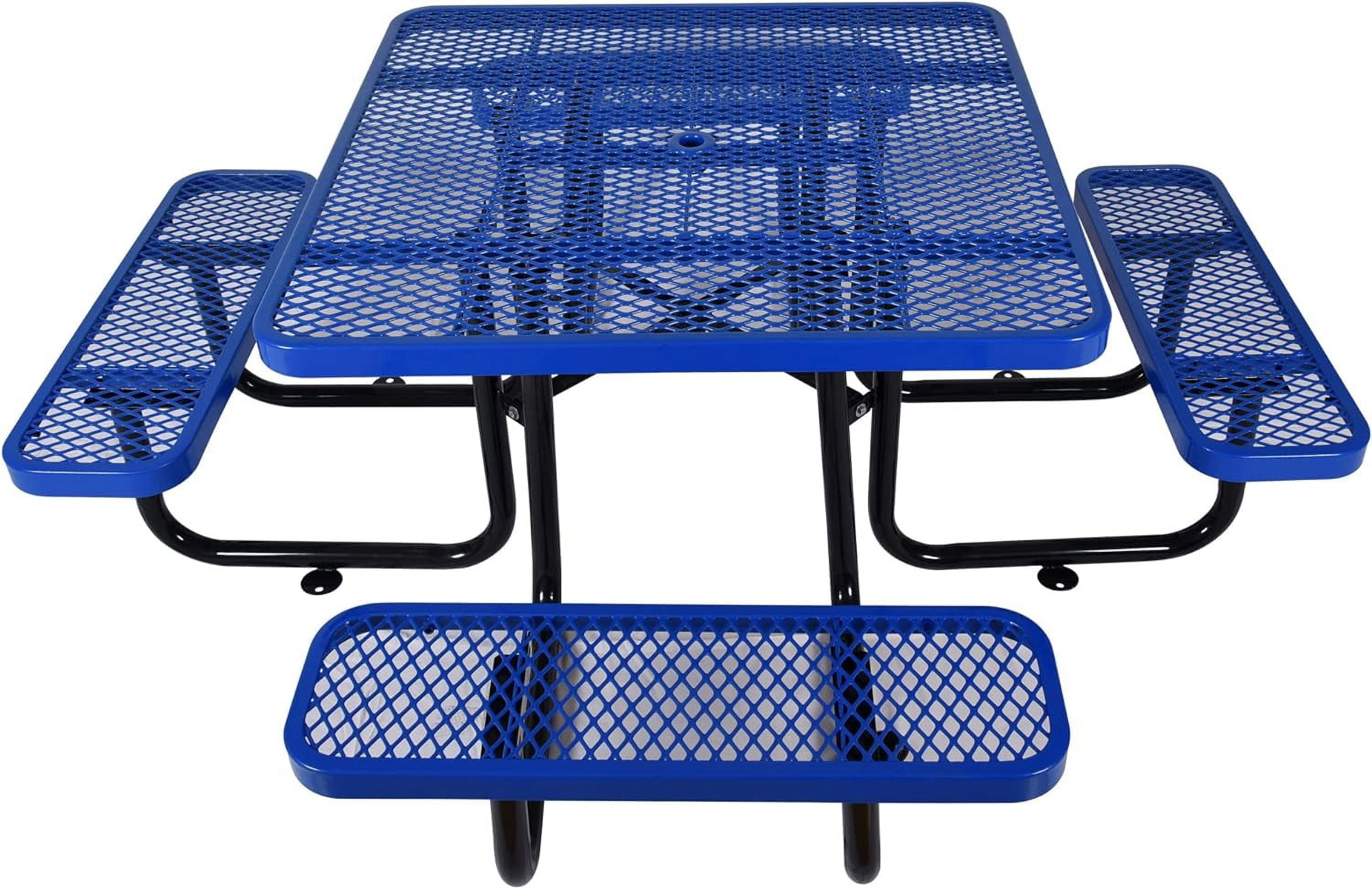 Square Steel Commercial Metal Picnic Table 46" for Outdoor, with