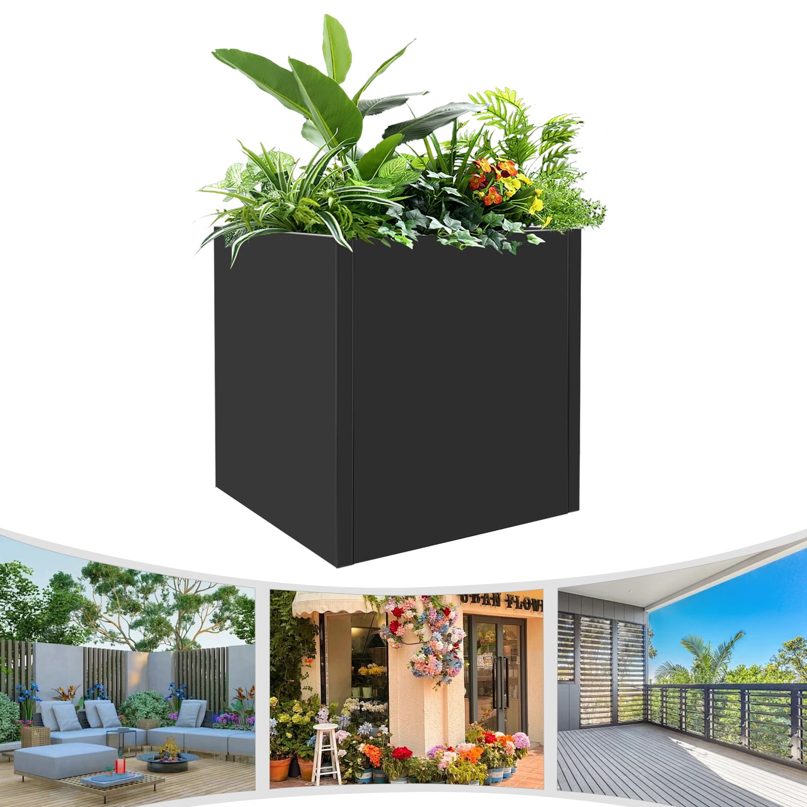Planting Storage Box Square Steel Planter Box Plant Pot Vegetables Planting Growing Box For ...