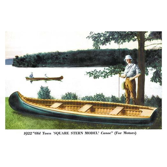 Square Stern Model' Canoe-Fine Art Canvas Print (20" x 30")