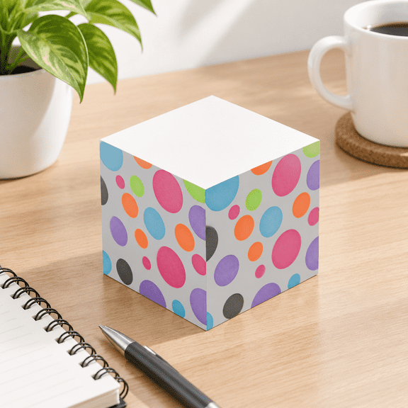 Square Sticky Note Cube, 2.5 x 2.5 Inches, 500 Sheets, Bubble Print 4 Sides