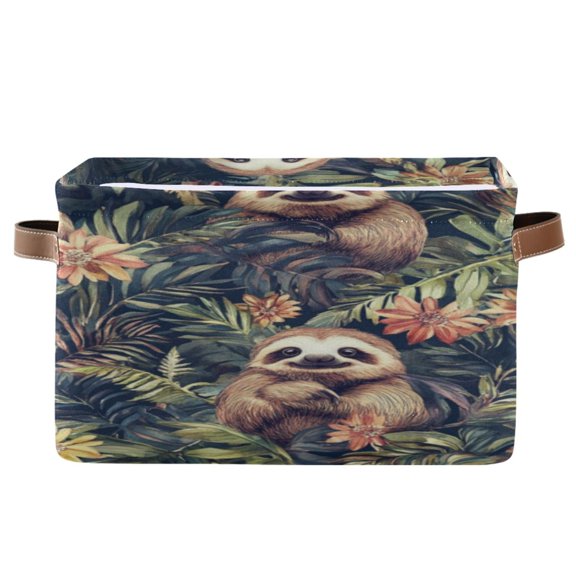 Square Storage Basket 14.2*10.2*8.3 Inch One Sizex1 Shelf Basket Open Home Storage Bins Bedroom Storage Basket Closet Storage Stylish Decor Cartoon Cute Sloth