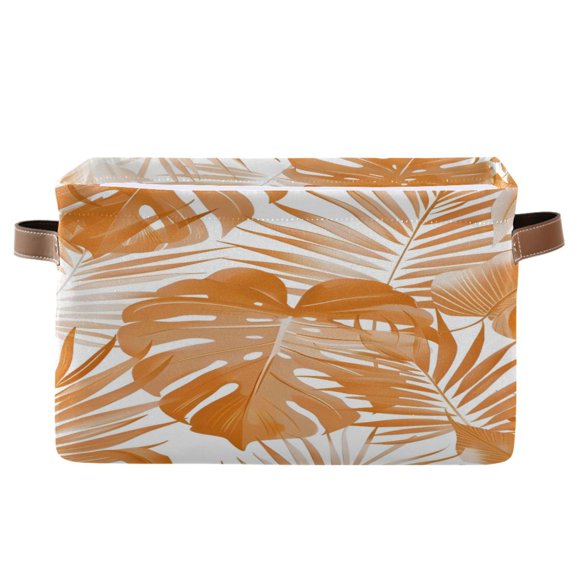 Square Storage Basket 14.2*10.2*8.3 Inch One Sizex1 Shelf Basket Open Home Storage Bins Bedroom Storage Basket Closet Storage Stylish Decor Orange Leaf