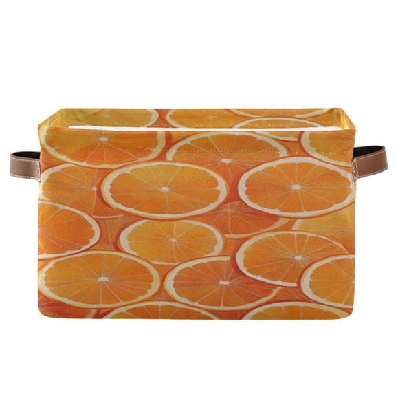 Square Storage Basket 14.2*10.2*8.3 Inch One Sizex1 Shelf Basket Open Home Storage Bins Bedroom Storage Basket Closet Storage Stylish Decor Orange Sliced Orange