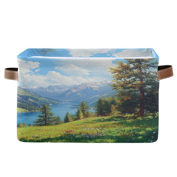 Square Storage Basket 14.2*10.2*8.3 Inch One Sizex1 Shelf Basket Open Home Storage Bins Bedroom Storage Basket Closet Storage Stylish Decor Spring River