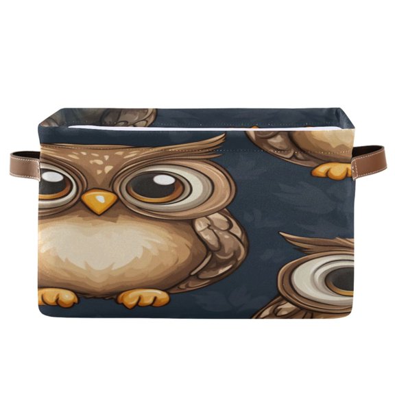 Square Storage Basket 14.2*10.2*8.3 Inch One Sizex1 Shelf Basket Open Home Storage Bins Bedroom Storage Basket Closet Storage Stylish Decor Cartoon Owl