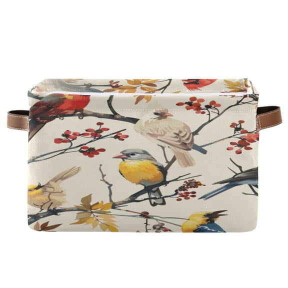 Square Storage Basket 14.2*10.2*8.3 Inch One Sizex1 Shelf Basket Open Home Storage Bins Bedroom Storage Basket Closet Storage Stylish Decor Colorful Bird