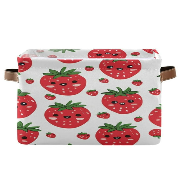 Square Storage Basket 14.2*10.2*8.3 Inch One Sizex1 Shelf Basket Open Home Storage Bins Bedroom Storage Basket Closet Storage Stylish Decor Lovely Strawberry