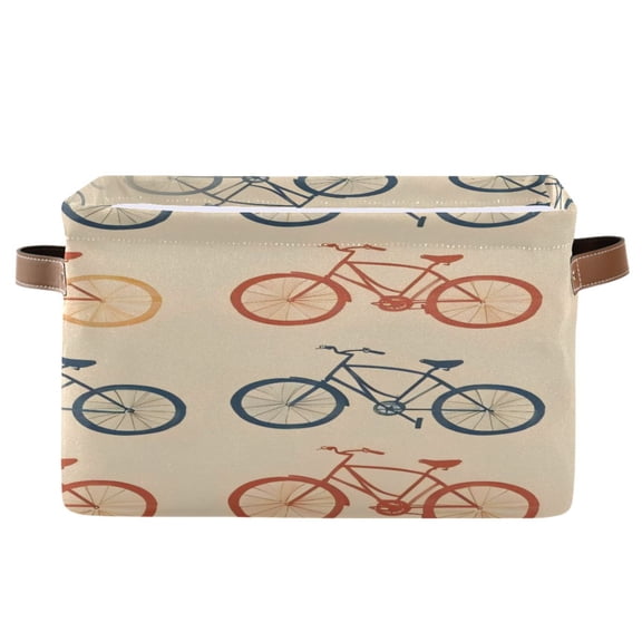 Square Storage Basket 14.2*10.2*8.3 Inch One Sizex1 Shelf Basket Open Home Storage Bins Bedroom Storage Basket Closet Storage Stylish Decor Multicolor Bicycle
