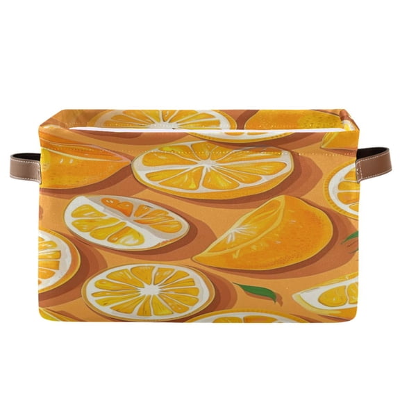 Square Storage Basket 14.2*10.2*8.3 Inch One Sizex1 Shelf Basket Open Home Storage Bins Bedroom Storage Basket Closet Storage Stylish Decor Sliced Orange