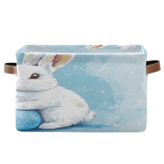 Square Storage Basket 14.2*10.2*8.3 Inch One Sizex2 Shelf Basket Open Home Storage Bins Bedroom Storage Basket Closet Storage Stylish Decor Blue Easter Bunny