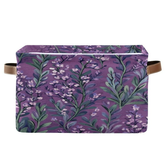 Square Storage Basket 14.2*10.2*8.3 Inch One Sizex2 Shelf Basket Open Home Storage Bins Bedroom Storage Basket Closet Storage Stylish Decor Cartoon Purple Lavender Seamless