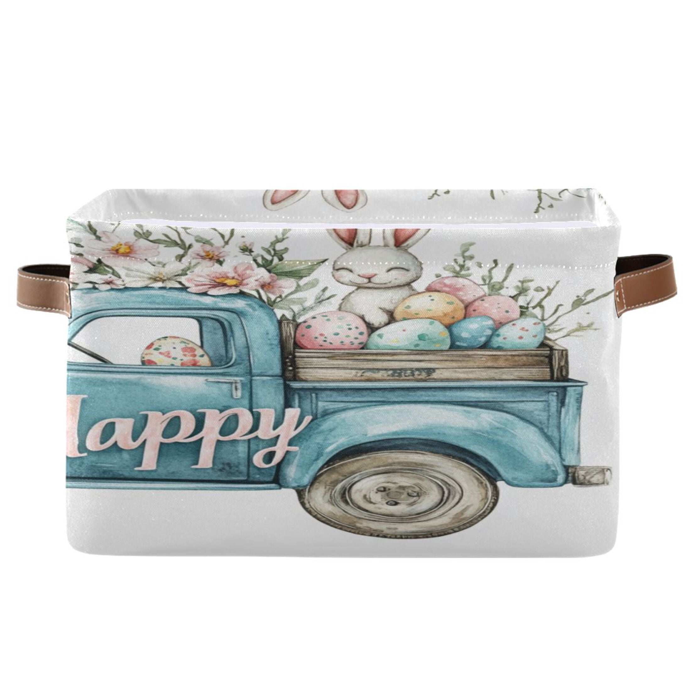 Square Storage Basket 14.2*10.2*8.3 Inch One Sizex2 Shelf Basket Open Home Storage Bins Bedroom Storage Basket Closet Storage Stylish Decor Easter Bunny