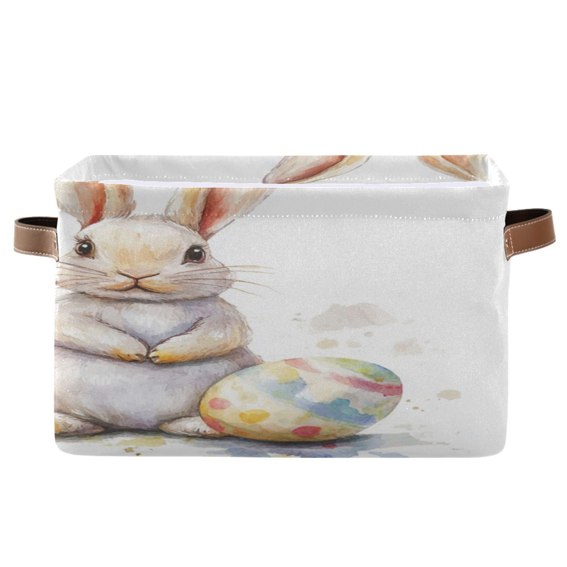 Square Storage Basket 14.2*10.2*8.3 Inch One Sizex2 Shelf Basket Open Home Storage Bins Bedroom Storage Basket Closet Storage Stylish Decor Easter Cartoon Rabbit