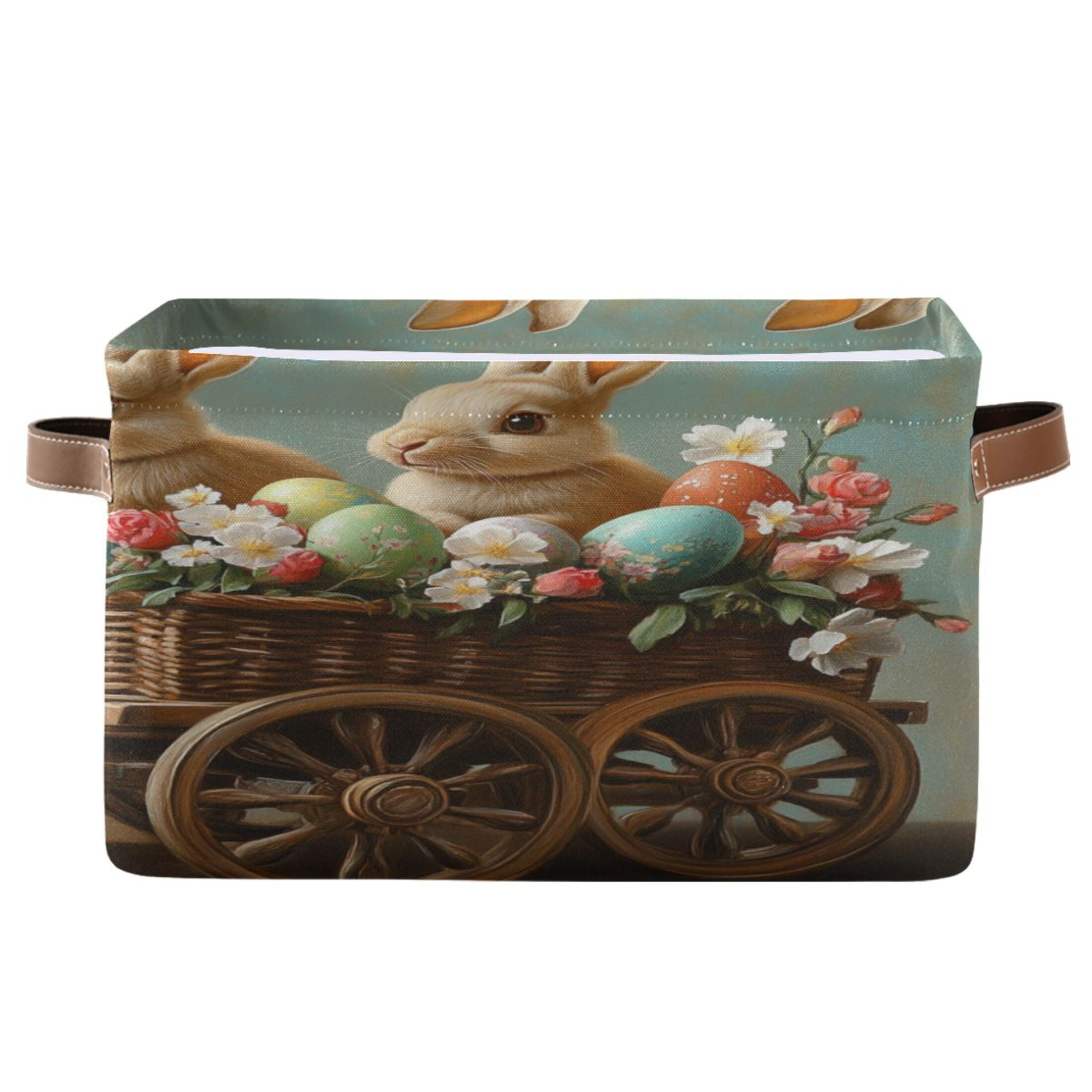 Square Storage Basket 14.2*10.2*8.3 Inch One Sizex2 Shelf Basket Open Home Storage Bins Bedroom Storage Basket Closet Storage Stylish Decor Easter Wagon Bunny