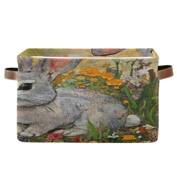 Square Storage Basket 14.2*10.2*8.3 Inch One Sizex2 Shelf Basket Open Home Storage Bins Bedroom Storage Basket Closet Storage Stylish Decor Garden Rabbit