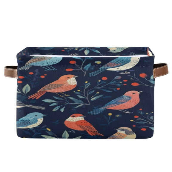 Square Storage Basket 14.2*10.2*8.3 Inch One Sizex2 Shelf Basket Open Home Storage Bins Bedroom Storage Basket Closet Storage Stylish Decor Lovely Colorful Birds3