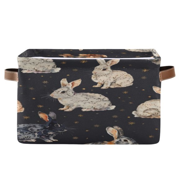 Square Storage Basket 14.2*10.2*8.3 Inch One Sizex2 Shelf Basket Open Home Storage Bins Bedroom Storage Basket Closet Storage Stylish Decor Many Rabbits