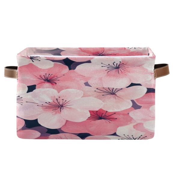 Square Storage Basket 14.2*10.2*8.3 Inch One Sizex2 Shelf Basket Open Home Storage Bins Bedroom Storage Basket Closet Storage Stylish Decor Plum Blossom Seamless