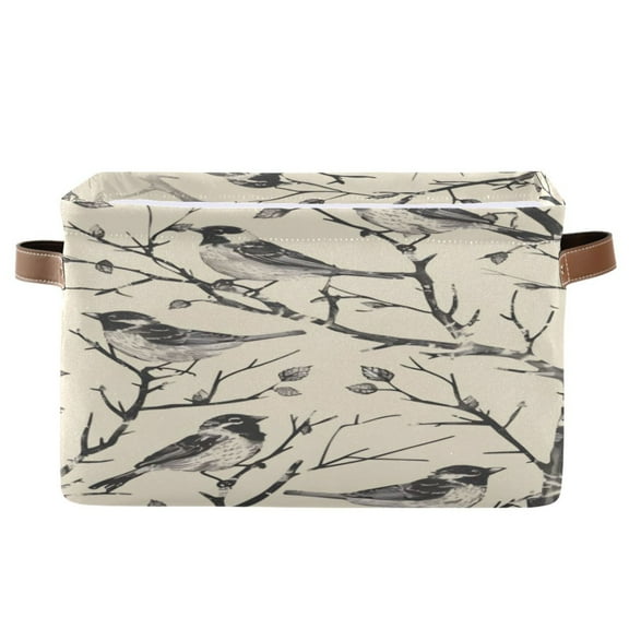 Square Storage Basket 14.2*10.2*8.3 Inch One Sizex2 Shelf Basket Open Home Storage Bins Bedroom Storage Basket Closet Storage Stylish Decor Twig Bird