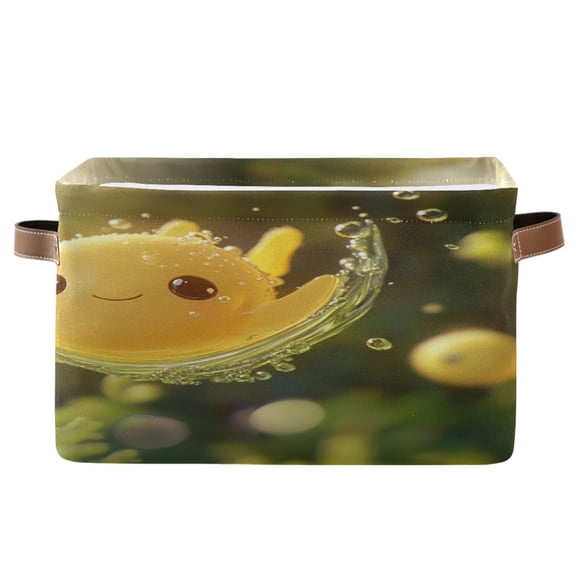 Square Storage Basket 14.2*10.2*8.3 Inch One Sizex2 Shelf Basket Open Home Storage Bins Bedroom Storage Basket Closet Storage Stylish Decor Yellow Ball