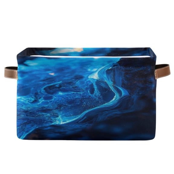 Square Storage Basket 14.2*10.2*8.3 Inch One Sizex2 Shelf Basket Open Home Storage Bins Bedroom Storage Basket Closet Storage Stylish Decor Blue Lava Pattern