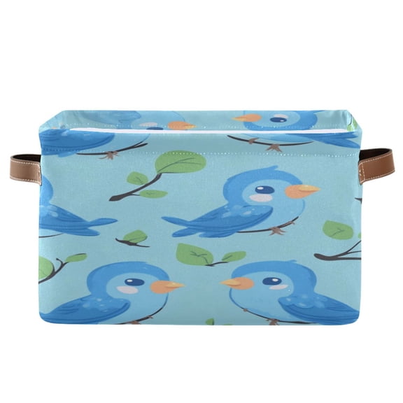 Square Storage Basket 14.2*10.2*8.3 Inch One Sizex2 Shelf Basket Open Home Storage Bins Bedroom Storage Basket Closet Storage Stylish Decor Blue Lovely Bird4