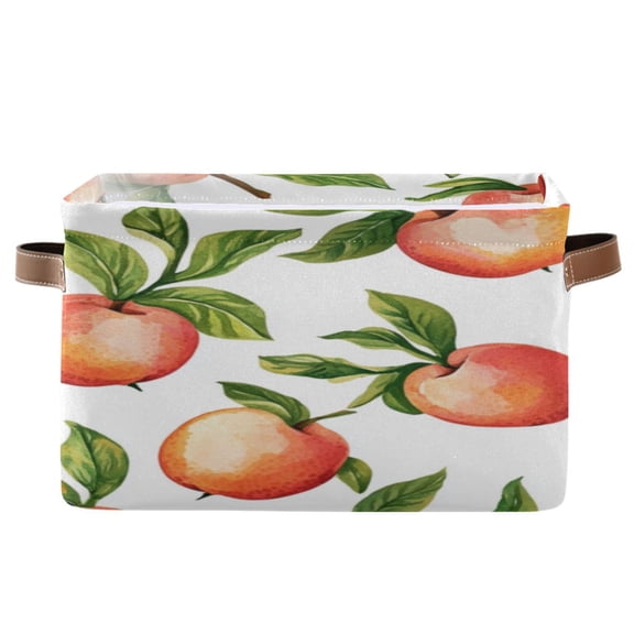 Square Storage Basket 14.2*10.2*8.3 Inch One Sizex2 Shelf Basket Open Home Storage Bins Bedroom Storage Basket Closet Storage Stylish Decor Cartoon Peach Cute