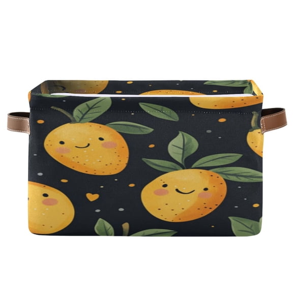 Square Storage Basket 14.2*10.2*8.3 Inch One Sizex2 Shelf Basket Open Home Storage Bins Bedroom Storage Basket Closet Storage Stylish Decor Cartoon Smile Mango