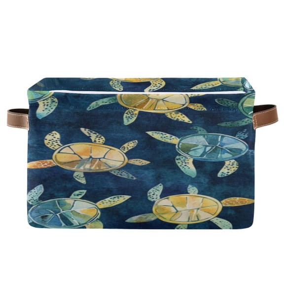 Square Storage Basket 14.2*10.2*8.3 Inch One Sizex2 Shelf Basket Open Home Storage Bins Bedroom Storage Basket Closet Storage Stylish Decor Cute Green Turtle