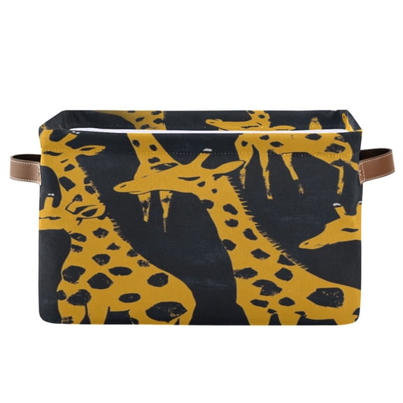 Square Storage Basket 14.2*10.2*8.3 Inch One Sizex2 Shelf Basket Open Home Storage Bins Bedroom Storage Basket Closet Storage Stylish Decor Cute Yellow Giraffe