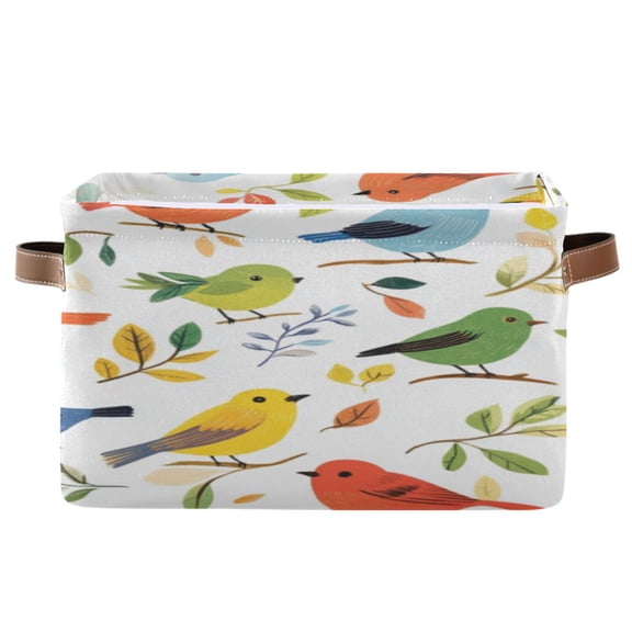 Square Storage Basket 14.2*10.2*8.3 Inch One Sizex2 Shelf Basket Open Home Storage Bins Bedroom Storage Basket Closet Storage Stylish Decor Lovely Colorful Birds6