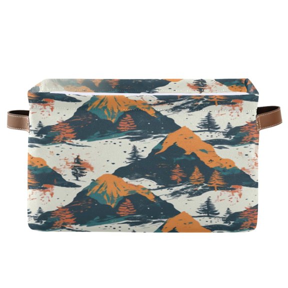 Square Storage Basket 14.2*10.2*8.3 Inch One Sizex2 Shelf Basket Open Home Storage Bins Bedroom Storage Basket Closet Storage Stylish Decor Multicolor Mountain