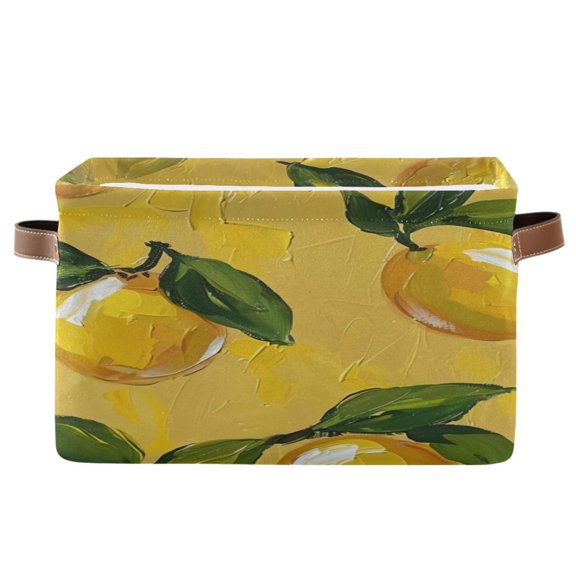 Square Storage Basket 14.2*10.2*8.3 Inch One Sizex2 Shelf Basket Open Home Storage Bins Bedroom Storage Basket Closet Storage Stylish Decor Oil Painted Orange